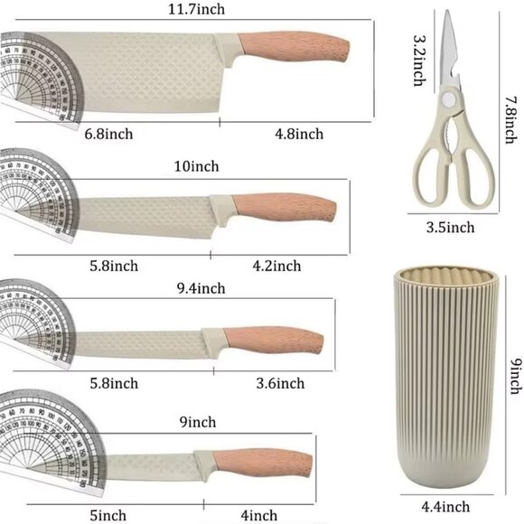 Stainless Steel Kitchen Knives Kitchen Knife Wood Grain (1 Pack(Any Color) - Picture 4 of 16